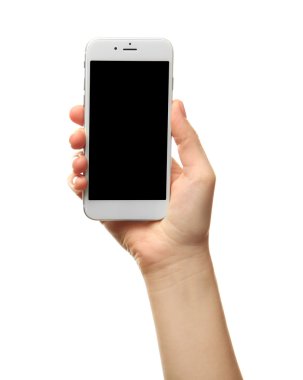 Akıllı telefon tutan bir kadın. 