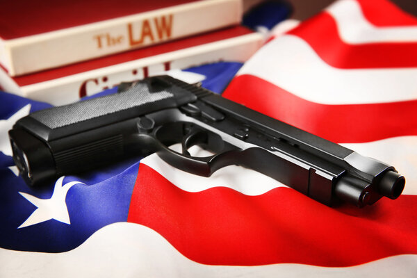 Gun on USA flag