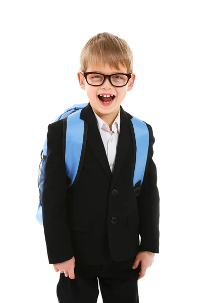 Schoolboy with backpack isolated — Stock Photo, Image