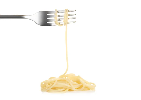 Spaghetti gerold op vork — Stockfoto
