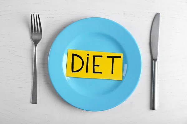 Word Dieta con plato vacío —  Fotos de Stock