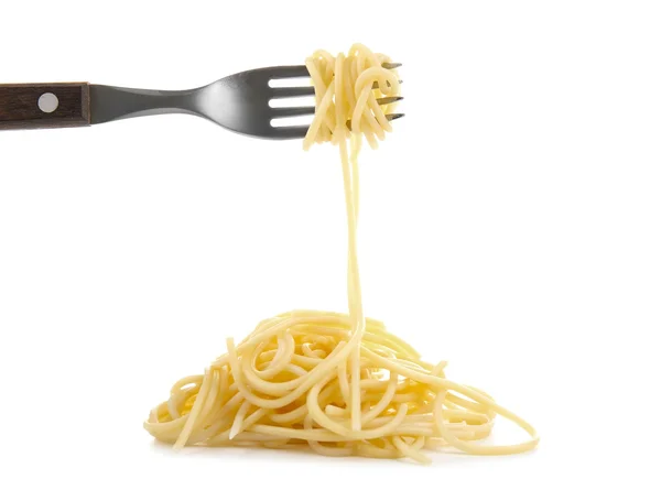 Esparguete cozido com garfo — Fotografia de Stock