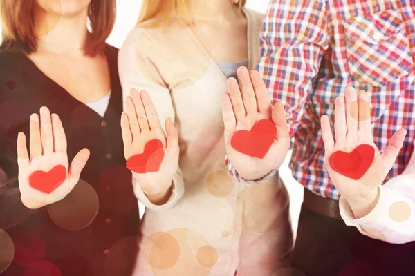 Hands with hearts, close up — Stock Photo, Image