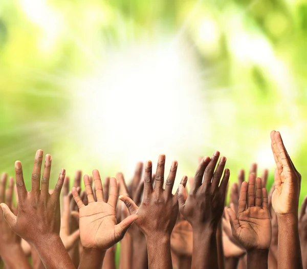 Crowd raising hands — Stock Photo, Image