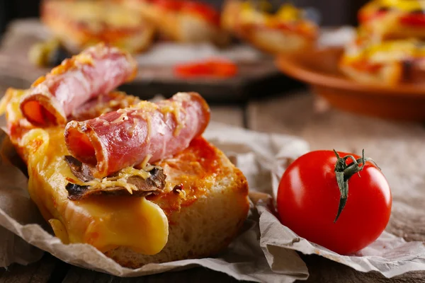 Hot pizza baguette — Stock Photo, Image