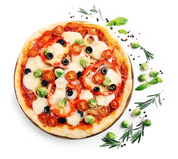 Deliciosa pizza com queijo e legumes — Fotografia de Stock