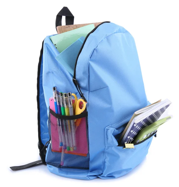 Rucksack mit Schulmaterial — Stockfoto