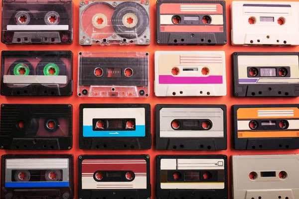 Set van oude audio cassettes — Stockfoto