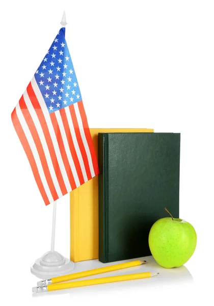 USA flag and books — Stock Photo, Image