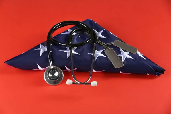 Stethoscope on USA flag — Stock Photo, Image