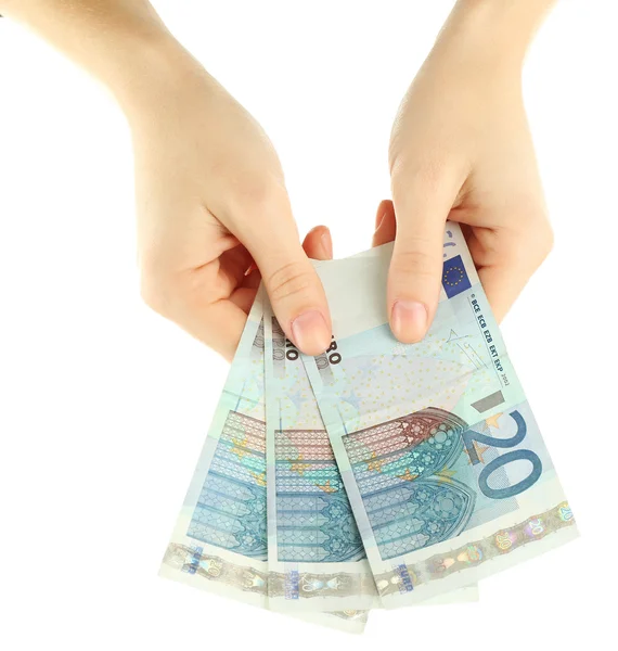 Fan of money in female hands — Stock Photo, Image