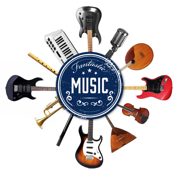 Collage av musikinstrument — Stockfoto