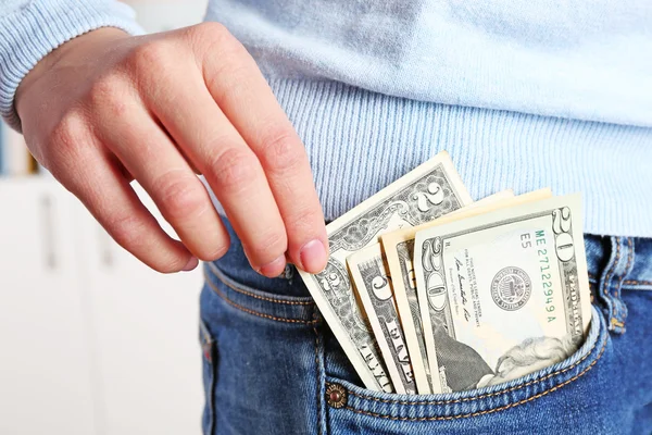 Money in the jeans pocket — Stock Photo, Image