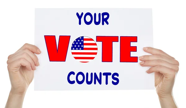 Hands holding card with Your Vote — Stock Photo, Image