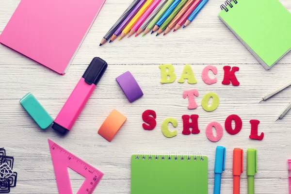 School set with back to school inscription — Stock Photo, Image