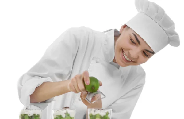 Konditor kocht Dessert — Stockfoto