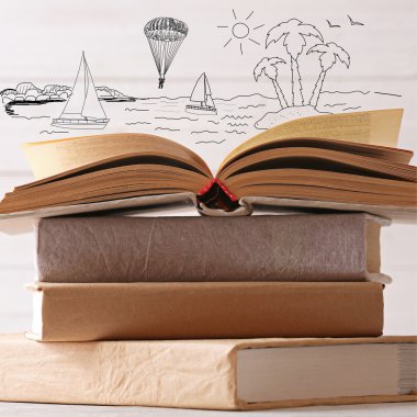 Yığın kitap ve vektör simgeler