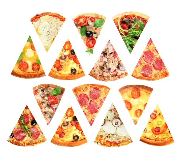 Різні скибочки піци — стокове фото
