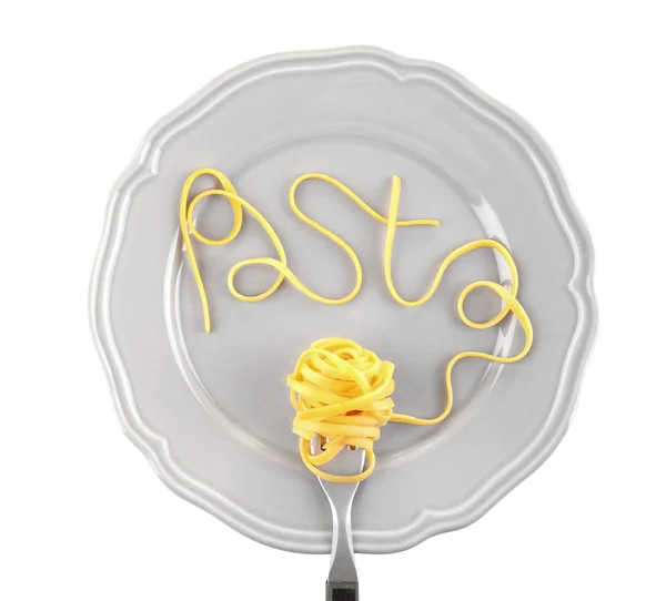 Palabra "Pasta" hecha de espaguetis — Foto de Stock