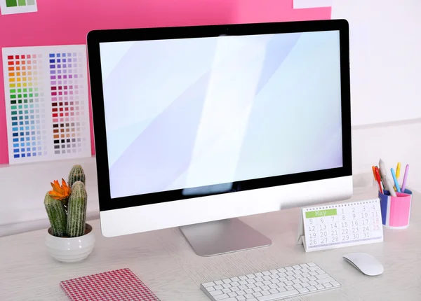 Stylish workplace with computer — Stock Photo, Image