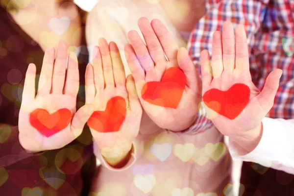 Hands with hearts close up — Stock Photo, Image