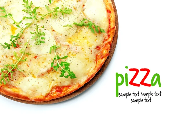Pełny sera na białym tle Pizza — Zdjęcie stockowe