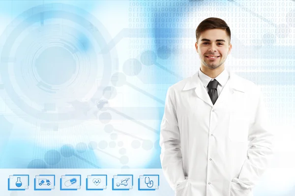 Lekarz Medycyny Ikony Ekranie Wirtualnych Koncepcja Technologii Medycznych — Zdjęcie stockowe