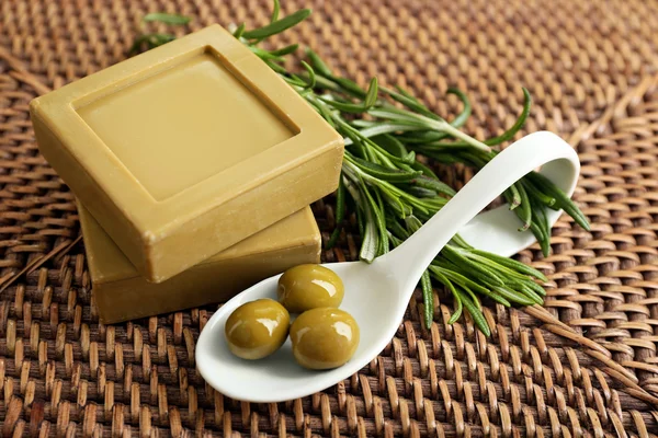 Bars of natural soap  with olive oil — Stock Photo, Image