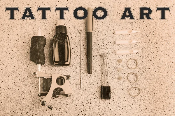 Tattoo machine a tetovani dodávky — Stock fotografie