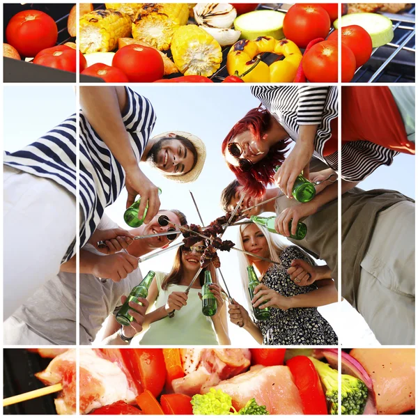 Collage Young People Picnic — Stock Photo, Image