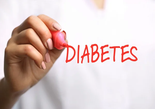 Doctora joven con diabetes de texto — Foto de Stock