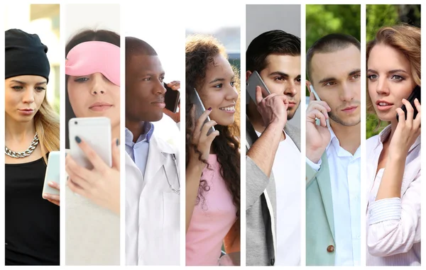 Menschen Mit Smarten Telefonen Mobiles Technologie Konzept — Stockfoto