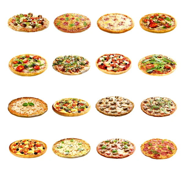 Conjunto de diferentes pizzas — Fotografia de Stock