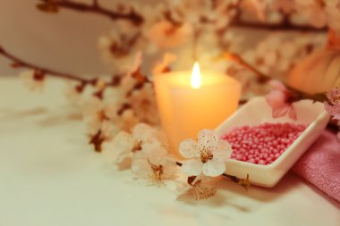 Çiçek açan şube ile Spa kompozisyon