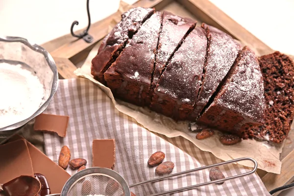 Pastel en rodajas de chocolate — Foto de Stock