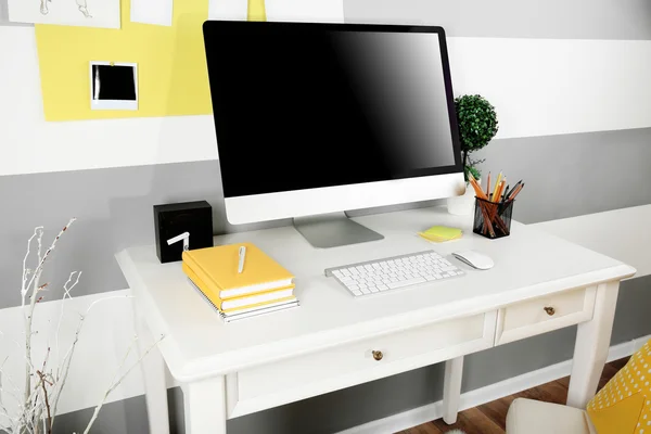 Modern workplace with computer — Stock Photo, Image