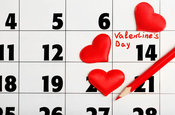 Calendario con fecha del 14 de febrero — Foto de Stock