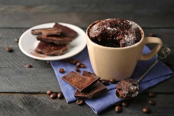 Chocolate fondant cake in cup — Stock Photo, Image