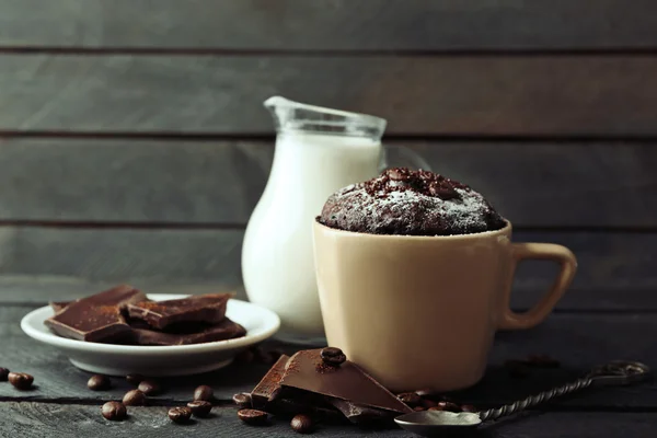 Chocolate fondant cake in cup — Stock Photo, Image