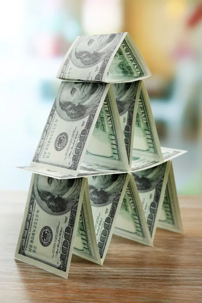 Money house on wooden table — Stock Photo, Image