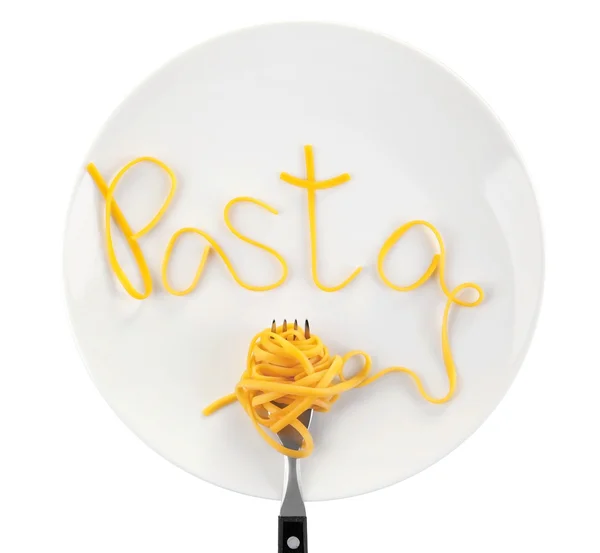 Parola "Pasta" fatta di spaghetti — Foto Stock
