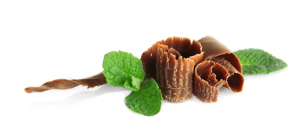 Leche chips de chocolate con menta fresca —  Fotos de Stock