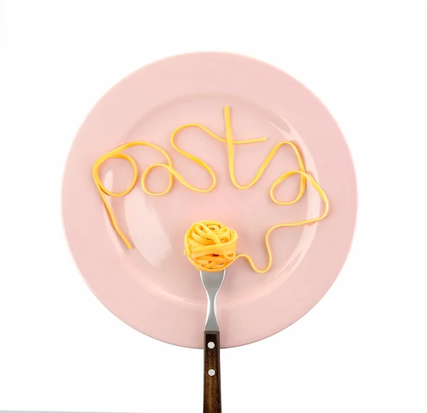 Parola "Pasta" fatta di spaghetti — Foto Stock