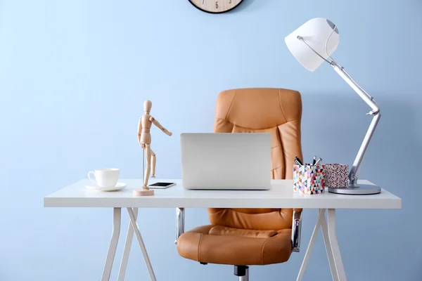 Modern workplace with laptop — Stock Photo, Image