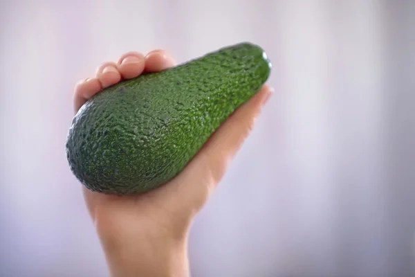 Female hand holding avocado — Stock Photo, Image