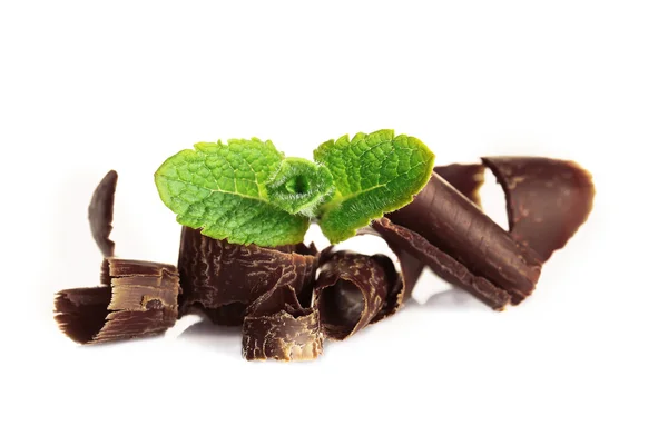 Chocoladeschilfers met munt — Stockfoto