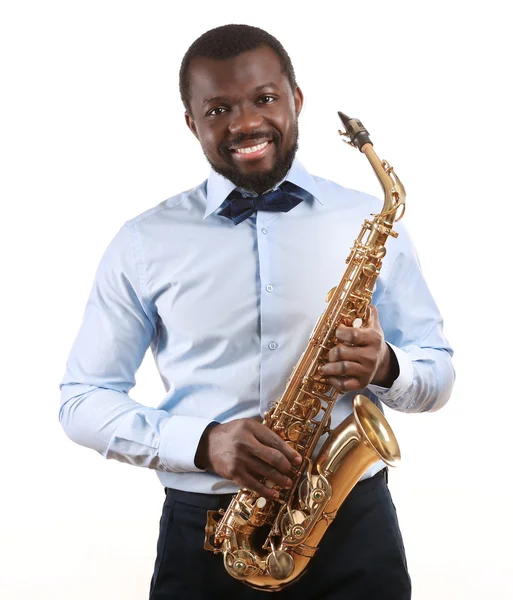 Jazz musician playing saxophone — Stock Photo, Image