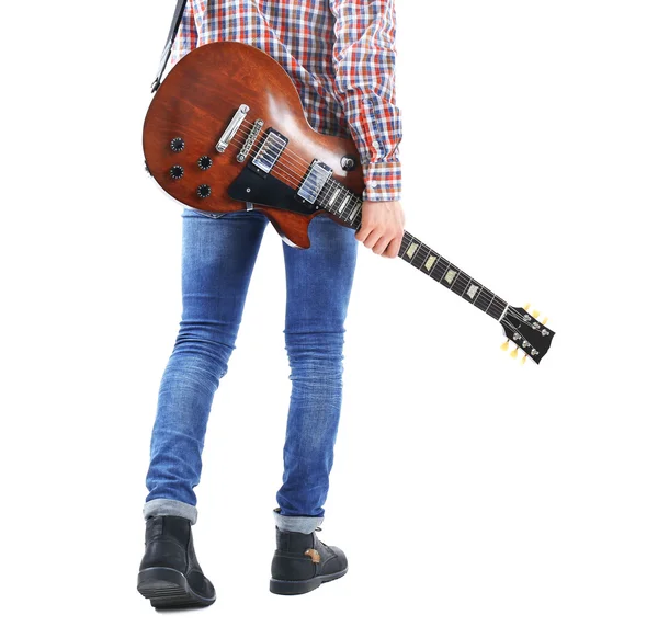 Jovem com guitarra elétrica — Fotografia de Stock