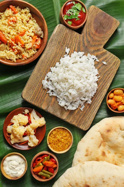 Boiled and fried rice with vegetables — Stock Photo, Image