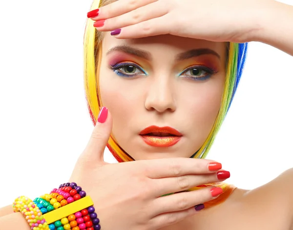 Smuk pige med farverig makeup - Stock-foto